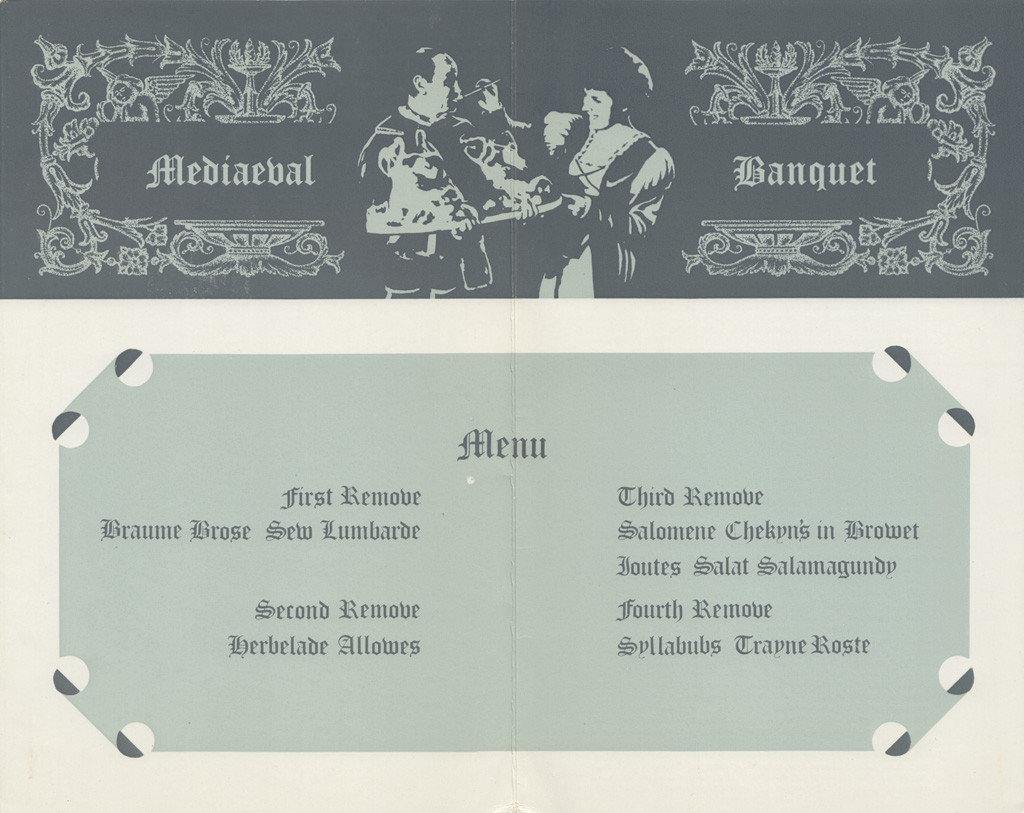Bunratty Medieval Banquet menu, 1969